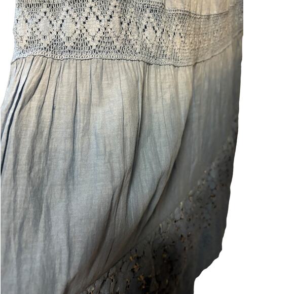 New Raga Ombre Maxi Dress Women's Size S Rare Sample Blues Lace Eyelet Tassels - Picture 5 of 14